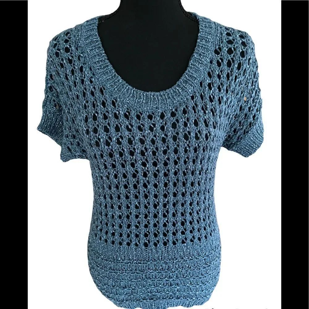 VINTAGE Marisa Christina open weave crochet short sleeved top, size XS